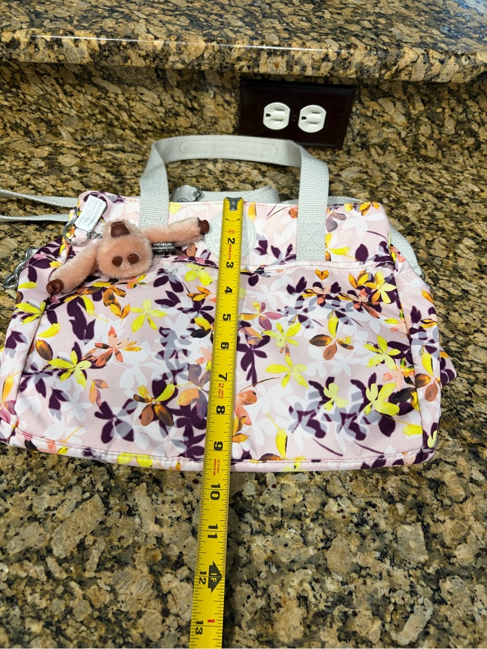 Kipling Floral Shoulder Bag in Pink, Yellow, Purple - Picture 11 of 12